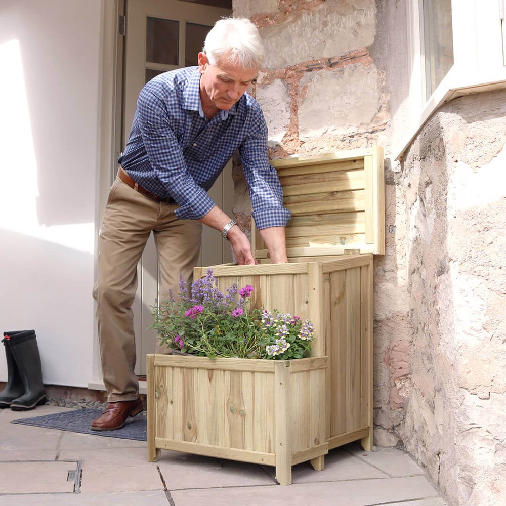 Wooden Parcel Store with Planter by Zest
