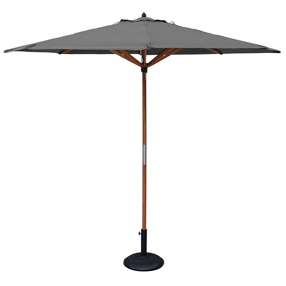 Willington Grey 2.7m Wooden Parasol +15Kg Base