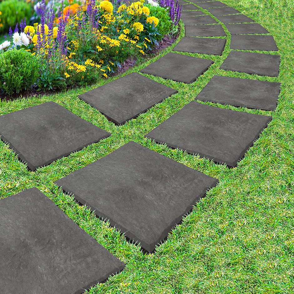 Durable Garden Pavers Stomp Square Singles| Graphite