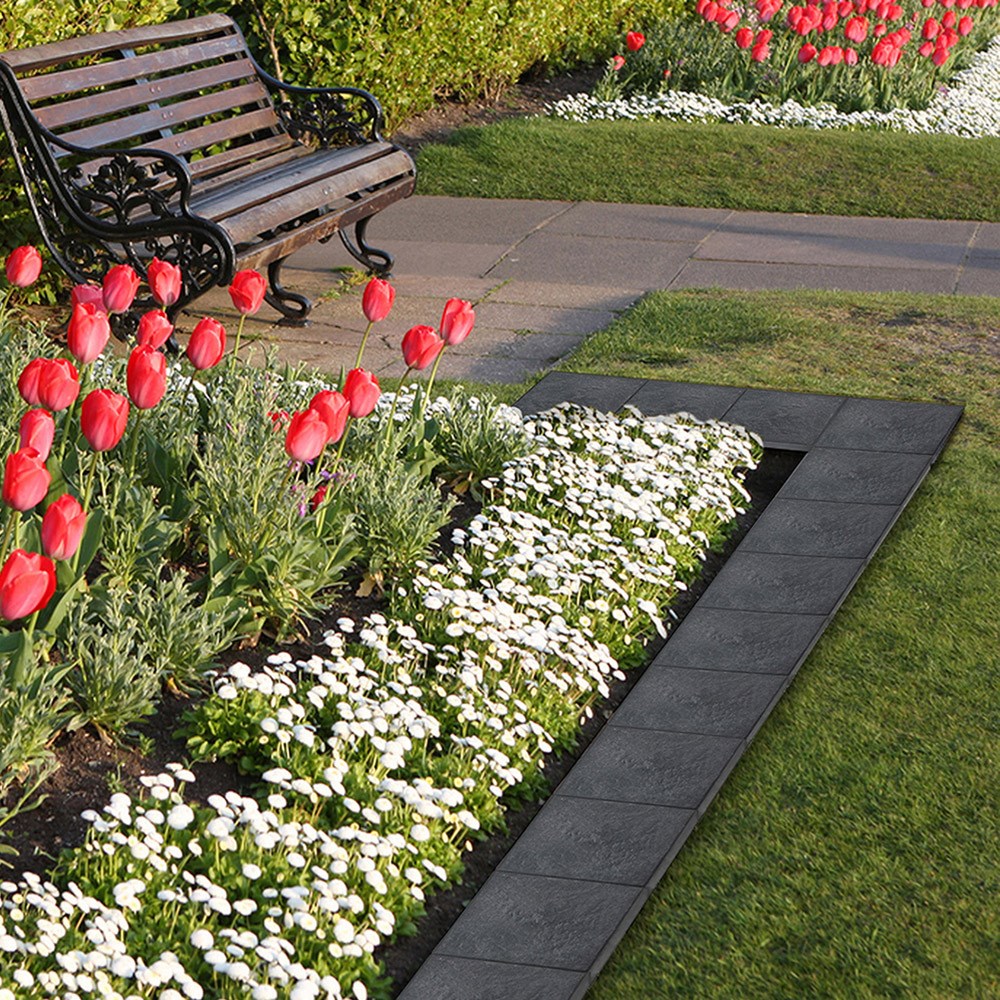 Durable Garden Pavers Stomp Square Singles| Graphite