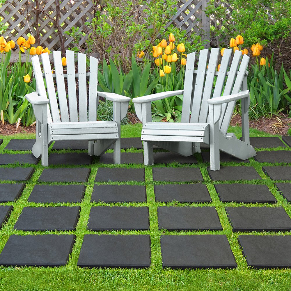 Durable Garden Pavers Stomp Square Singles| Graphite