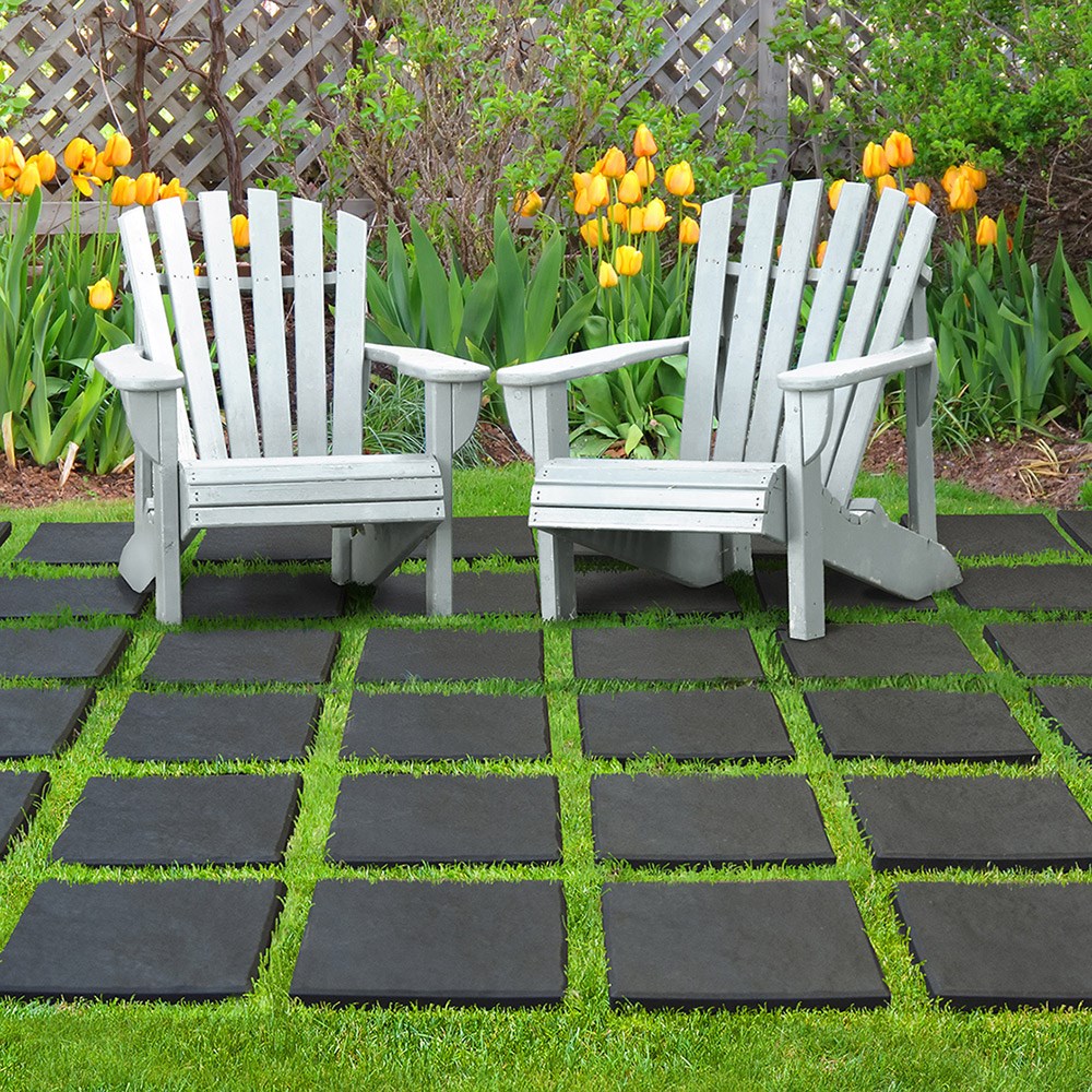 Durable Garden Pavers Stomp Square Singles: Graphite