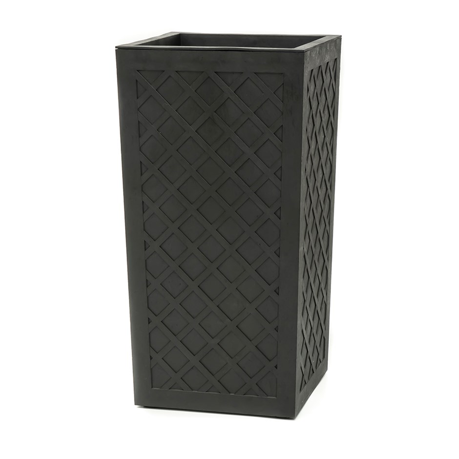 Black Diamond Patterned Recycled Rubber Flared Square Planter
