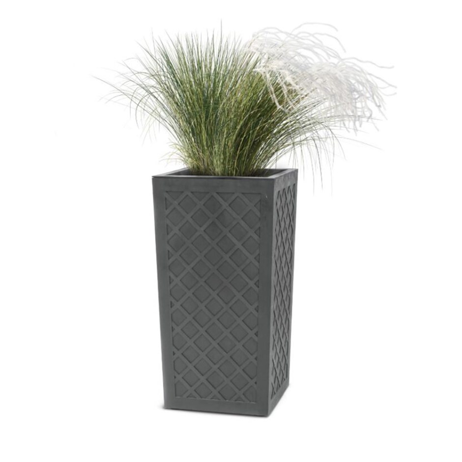 Grey Diamond Patterned Recycled Rubber Flared Square Planter