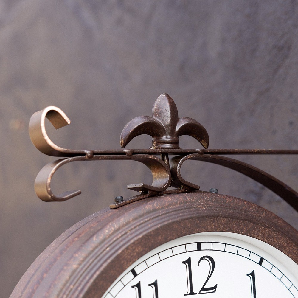 Station Garden Clock With Thermometer - Antique Bronze