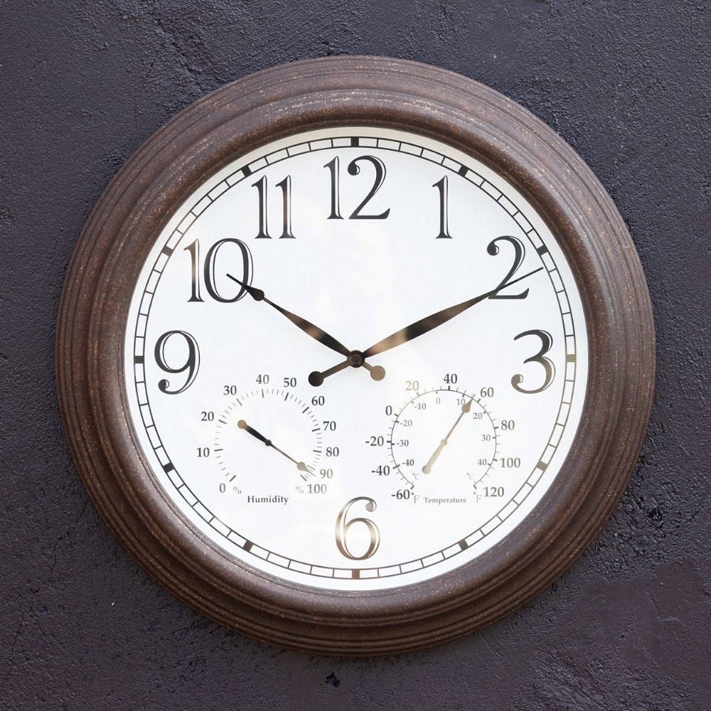 Outdoor Wall Clock With Humidity & Temperature