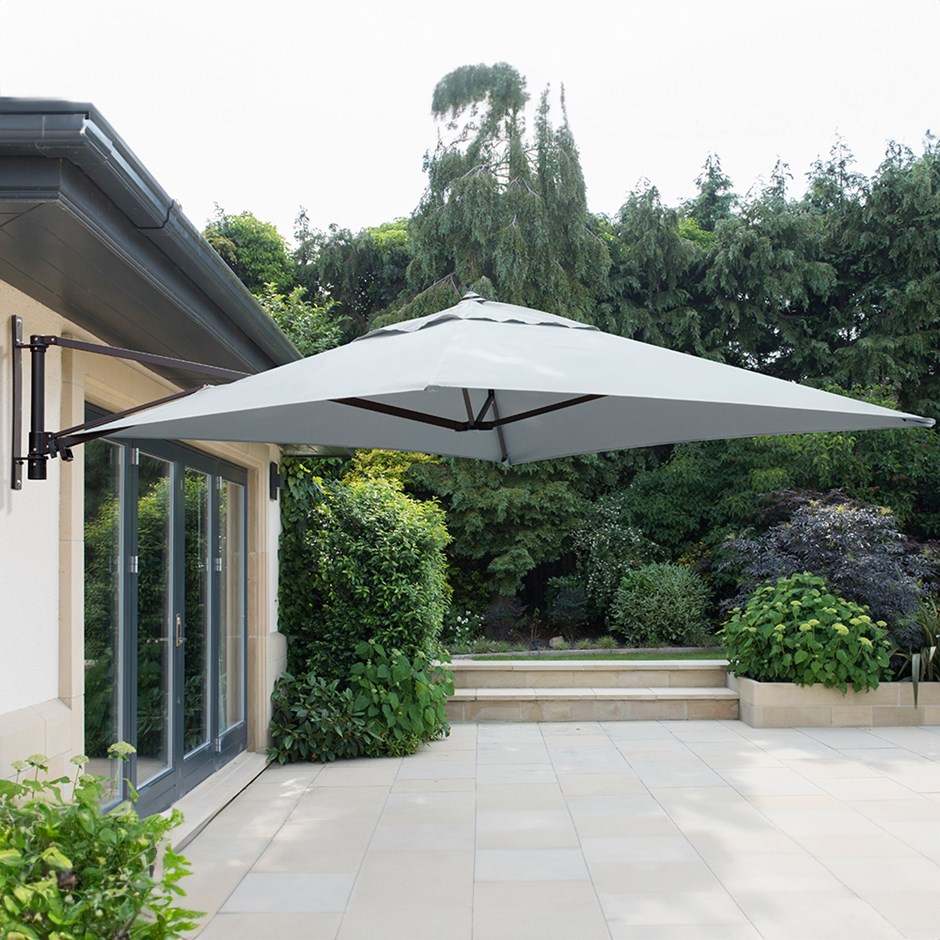 Wall Mounted Cantilever Parasol w/ Cover | Grey