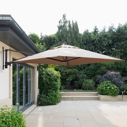 Wall Mounted Cantilever Parasol w/ Cover | Taupe