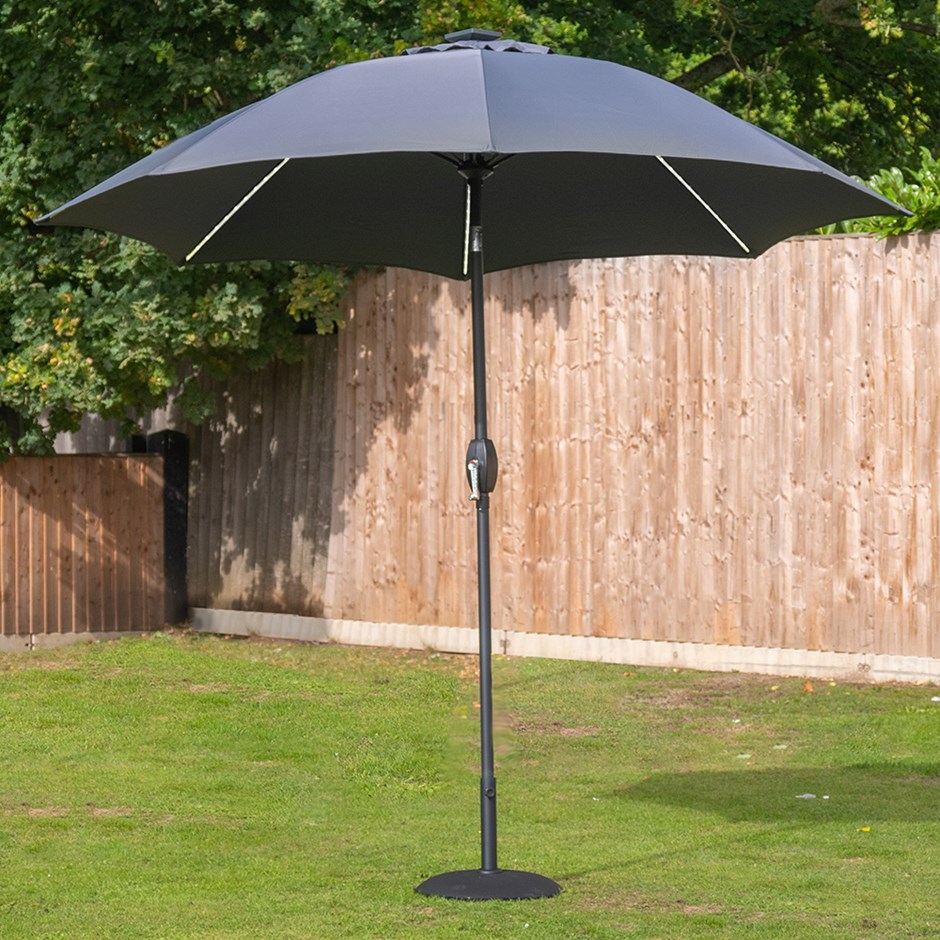 Parasol 2.7m w/ LED Lights | Grey