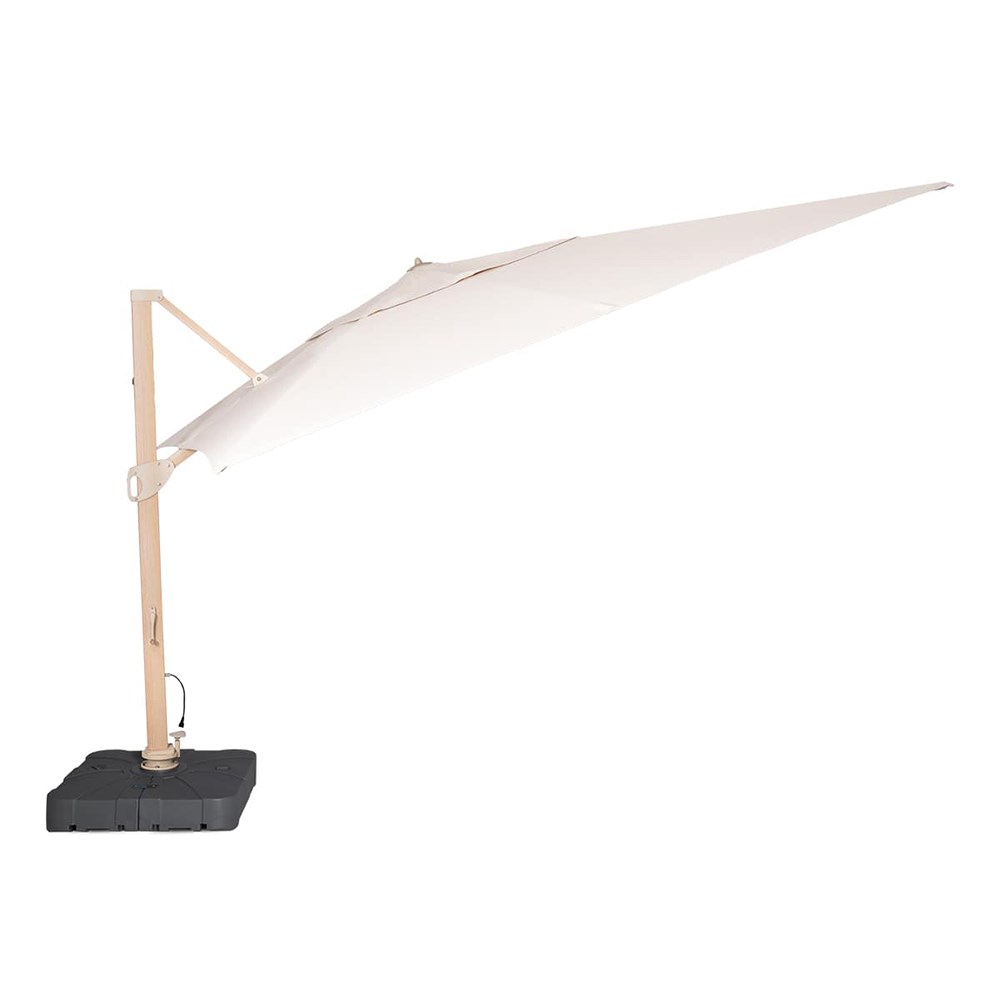 Artemis LED 3x4M Rectangular Wood Effect Cantilever Parasol / Taupe