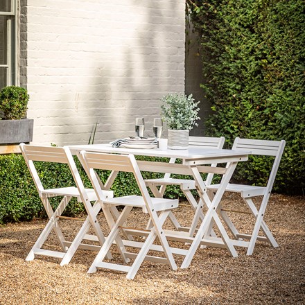 Folding Dining Set | Lindos White Folding Dining Set