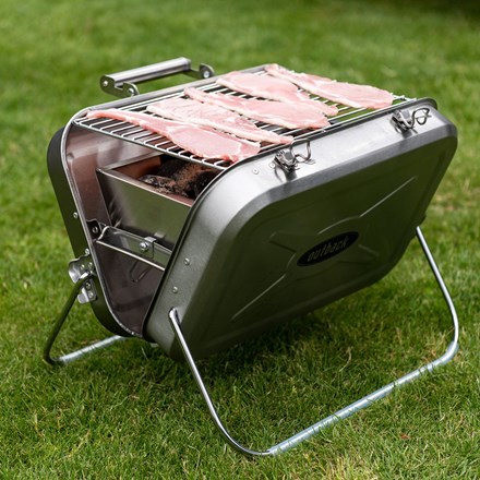 Outback Portable Charcoal Barbecue Grill | Stainless Steel Briefcase Style
