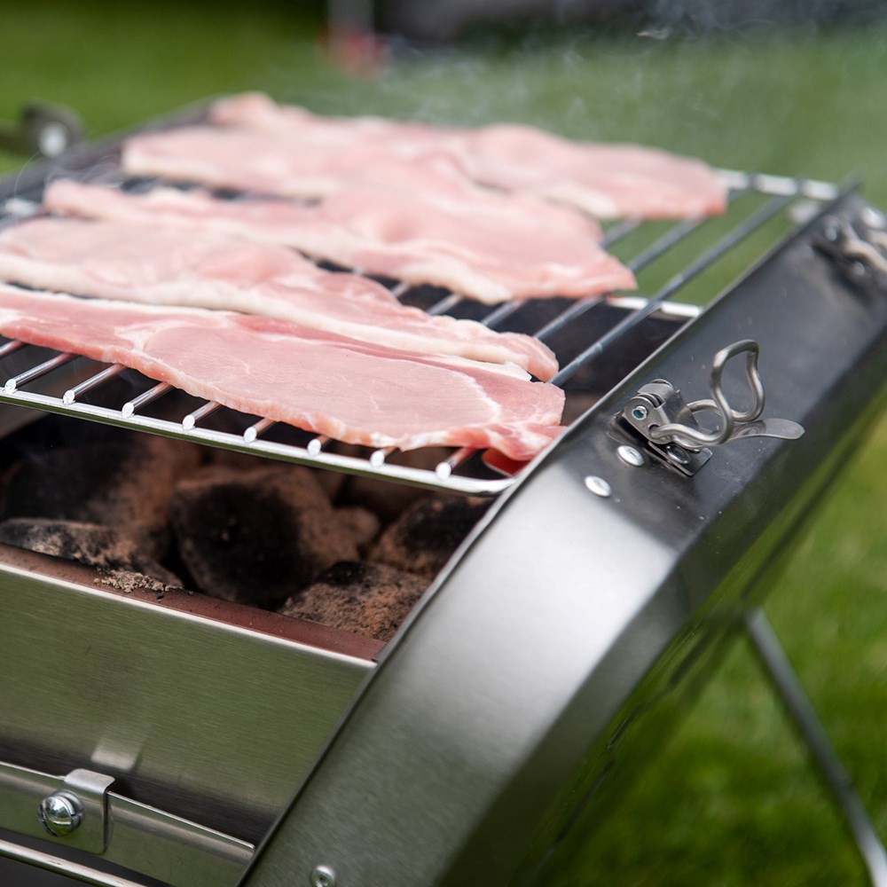 Outback Portable Charcoal Barbecue Grill | Stainless Steel Briefcase Style