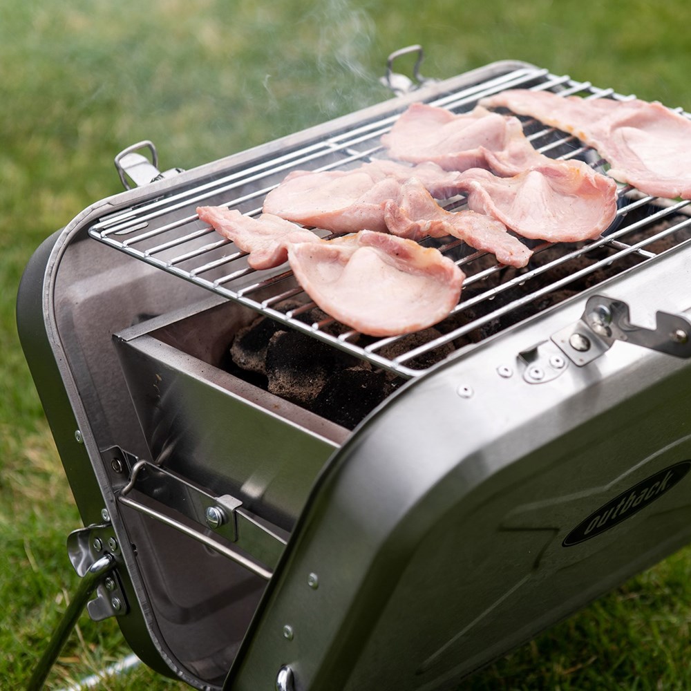 Outback Portable Charcoal Barbecue Grill | Stainless Steel Briefcase Style