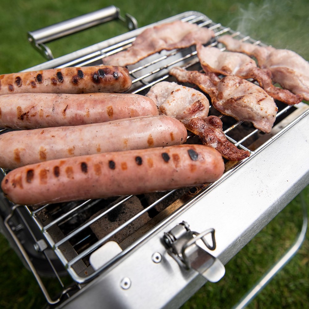 Outback Portable Charcoal Barbecue Grill | Stainless Steel Briefcase Style