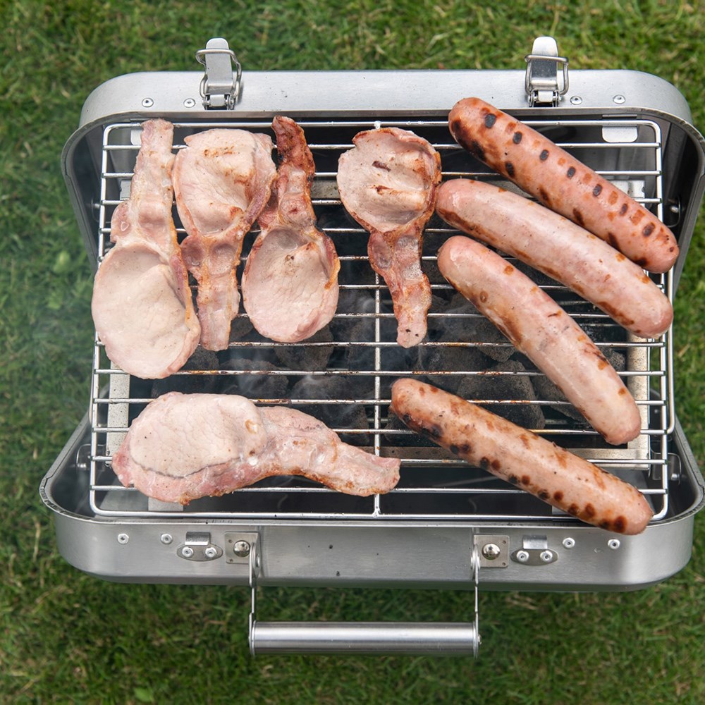 Outback Portable Charcoal Barbecue Grill | Stainless Steel Briefcase Style