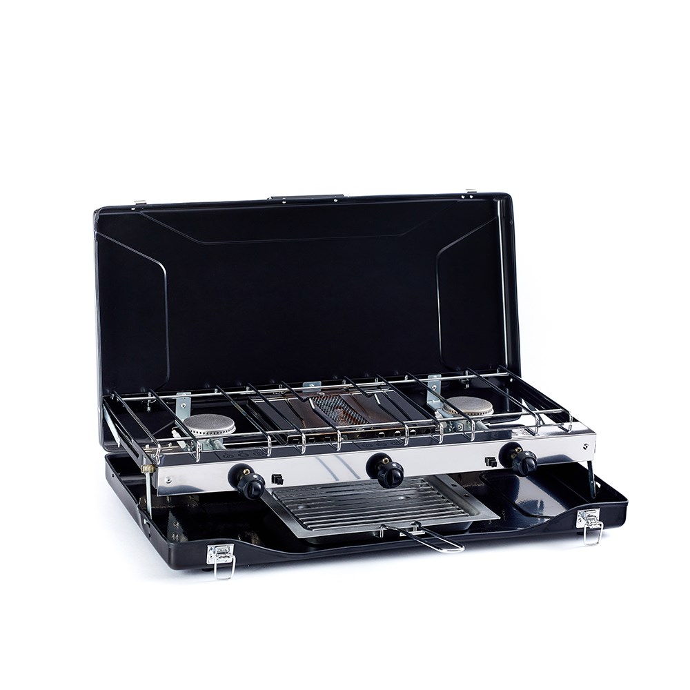 Outback Portable Two Burner Camping Stove with Toaster