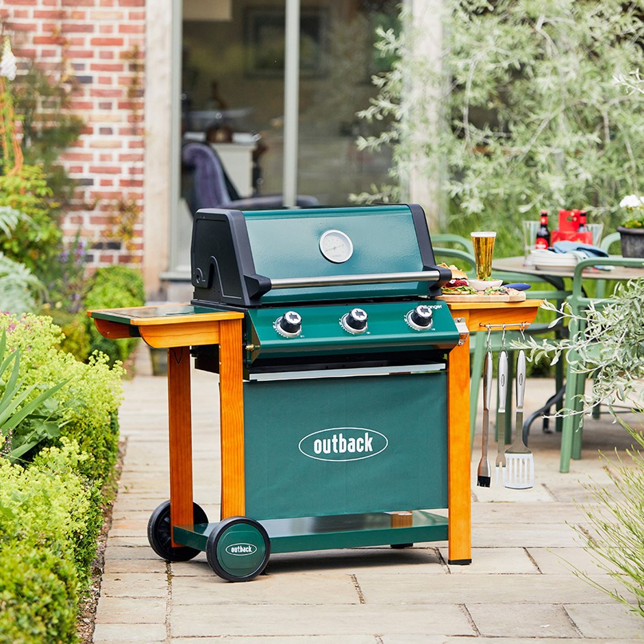 Buy Ranger Hybrid BBQ Gas & Charcoal Tray 3 Burner Green