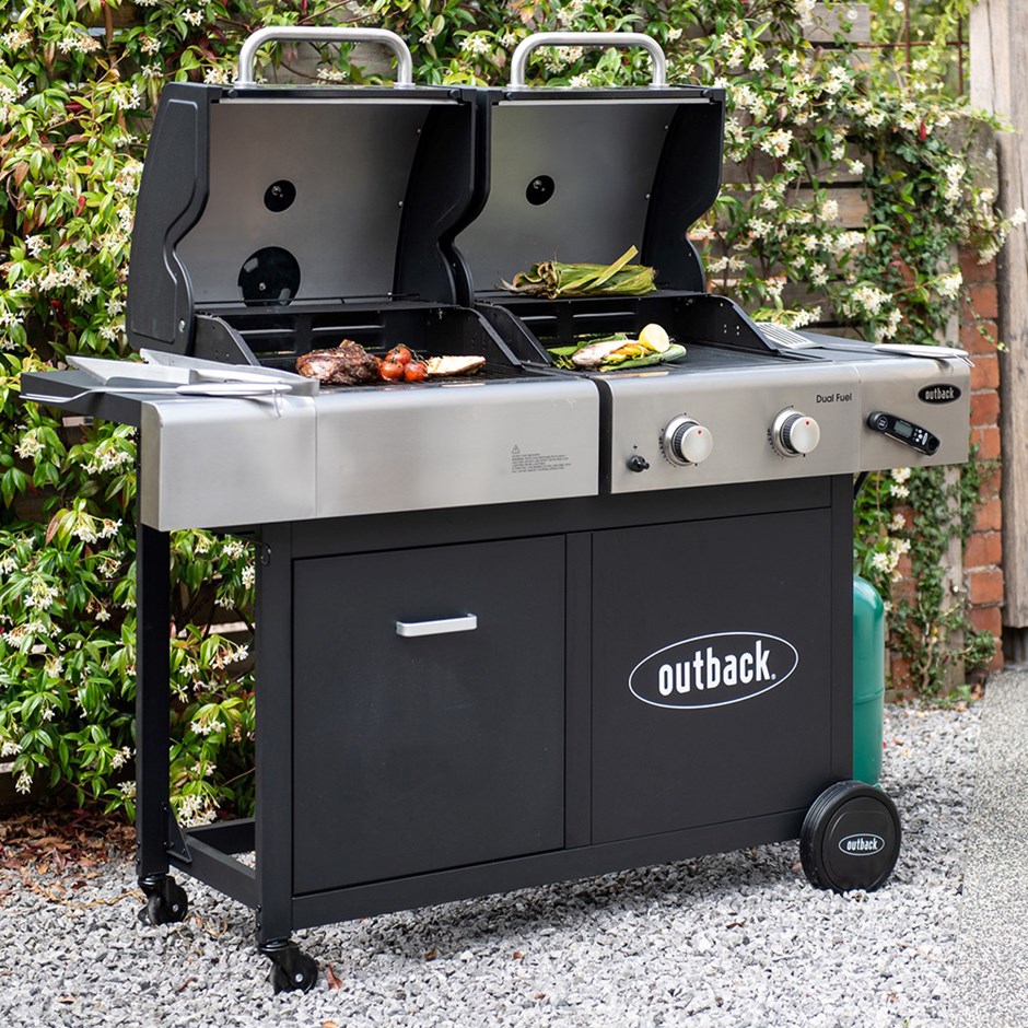 Buy Outback Dual Fuel Barbecue Gas & Charcoal Combi 2 Burner