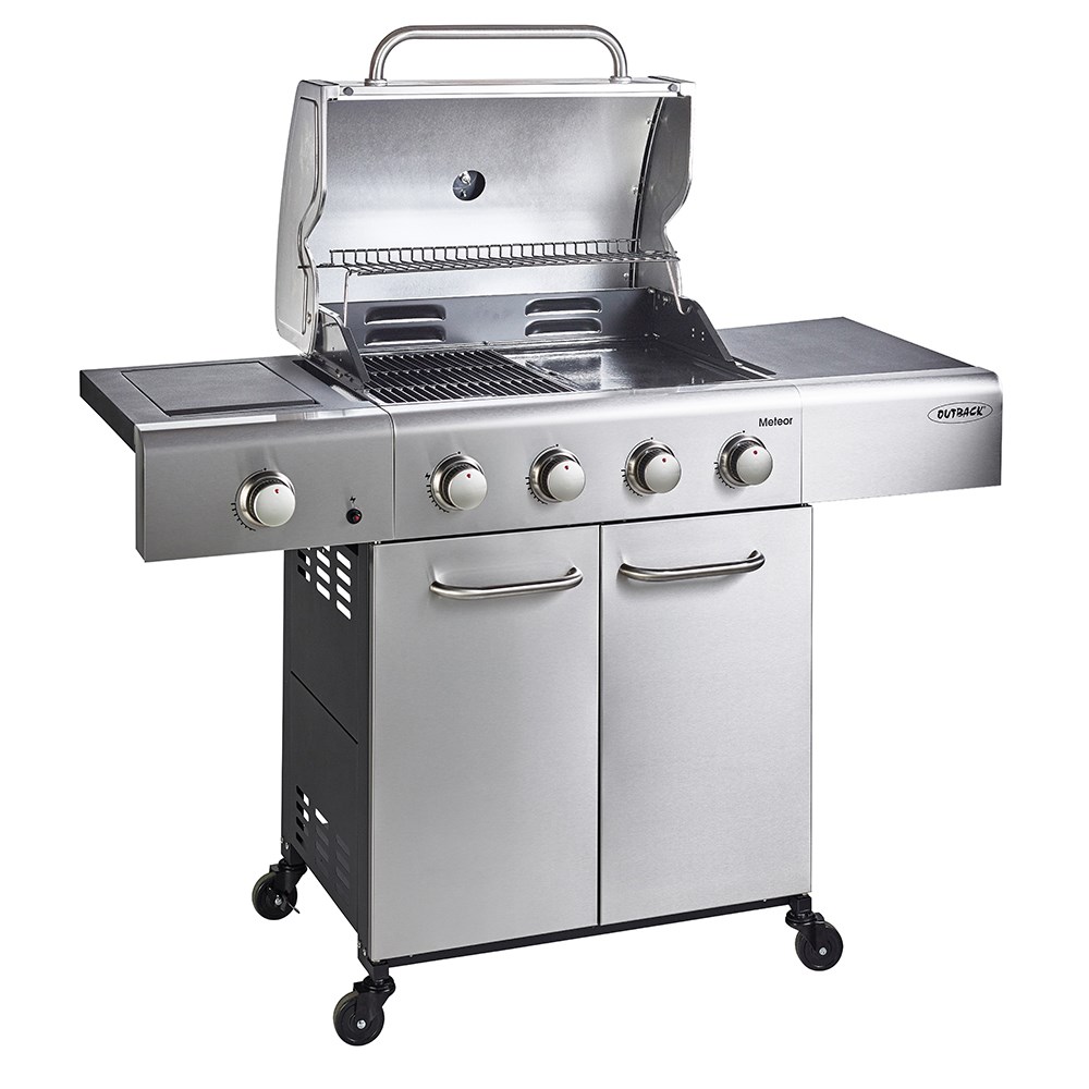 Buy Outback Meteor Gas Barbecue 4 Burner Stainless Steel Delivery by Primrose
