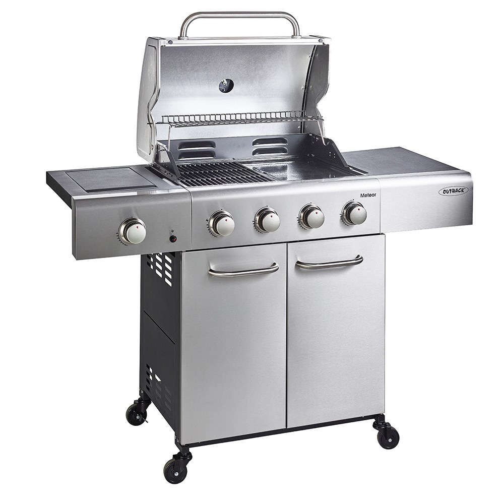 Buy Outback Meteor Gas Barbecue 4 Burner Stainless Steel Delivery by Primrose