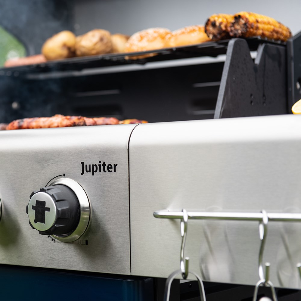 Buy Jupiter Hybrid BBQ Gas & Charcoal Tray 4 Burner Chopping
