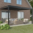 3m x 3m Deluxe Charcoal Wall Mounted Veranda with Louvered Shutter Roof by Primrose Living