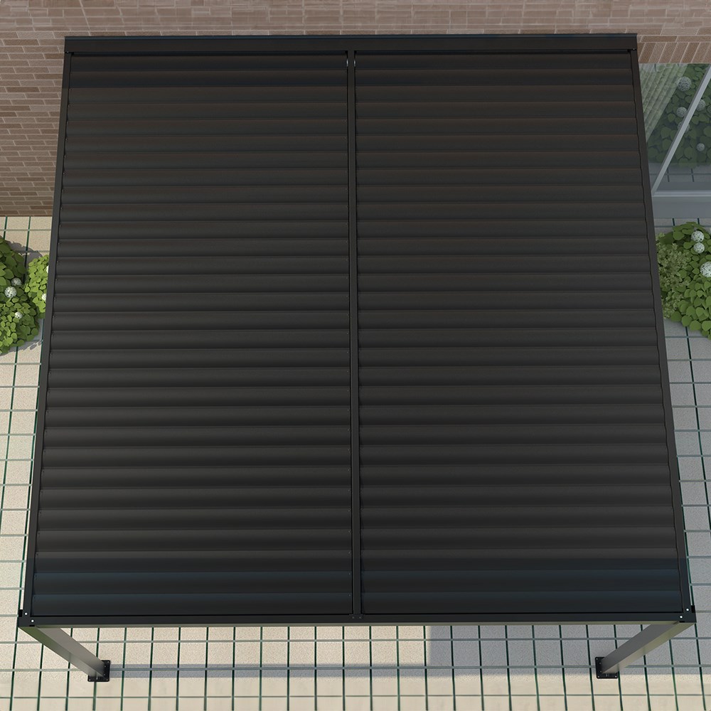 4m x 3m Deluxe Charcoal Wall Mounted Veranda with Louvered Shutter Roof