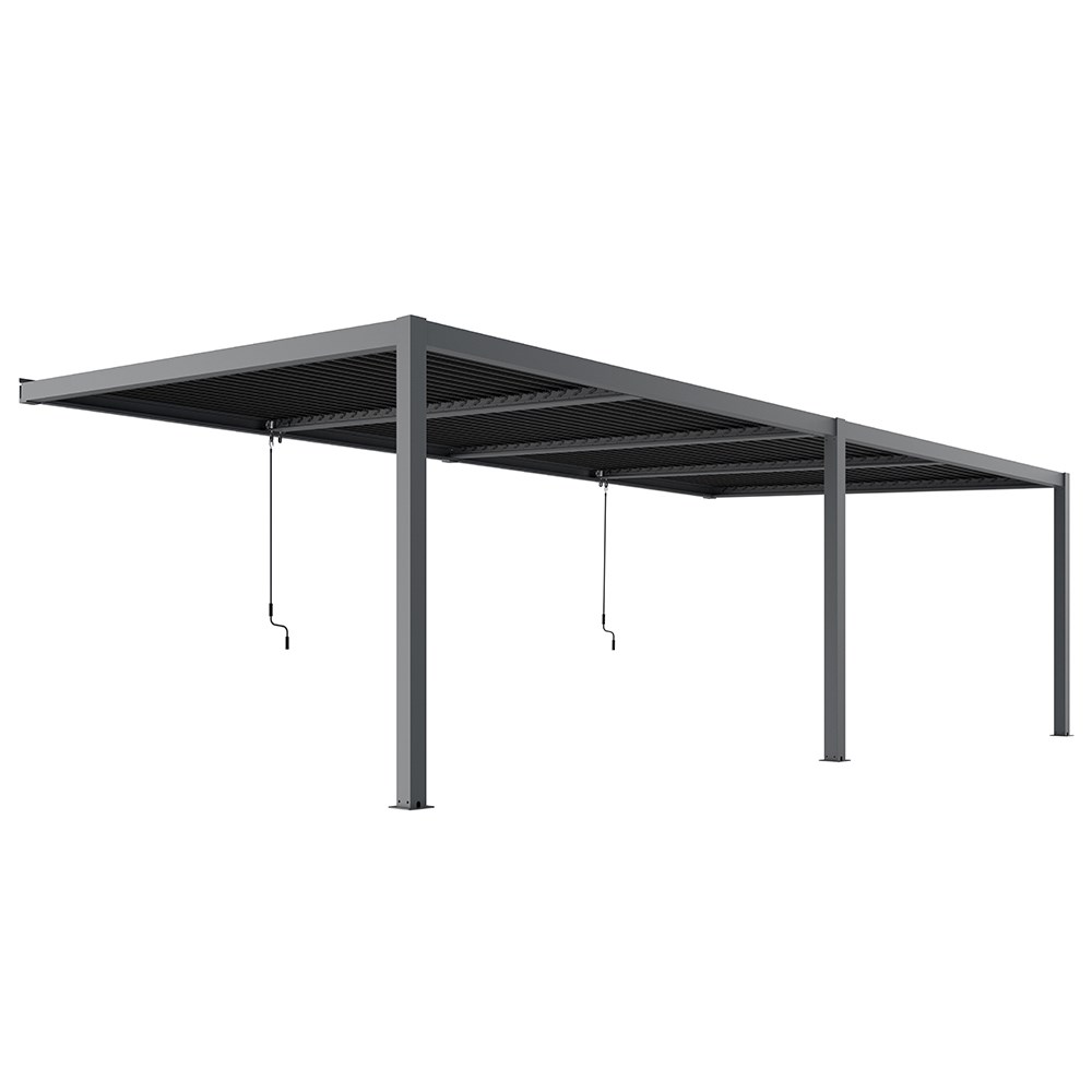 6m x 3m Deluxe Charcoal Wall Mounted Veranda with Louvered Shutter Roof