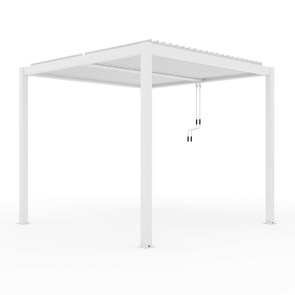 3m x 3m Deluxe White Pergola with Louvered Shutter Roof