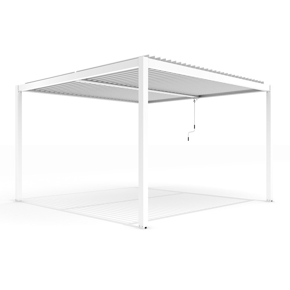 3m x 3m Deluxe White Pergola with Louvered Shutter Roof