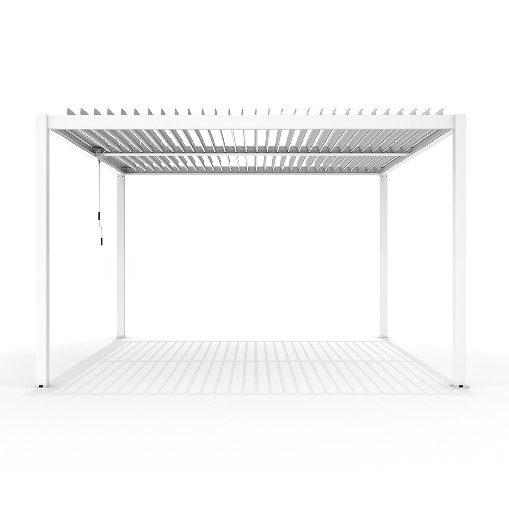 3m x 3m Deluxe White Pergola with Louvered Shutter Roof