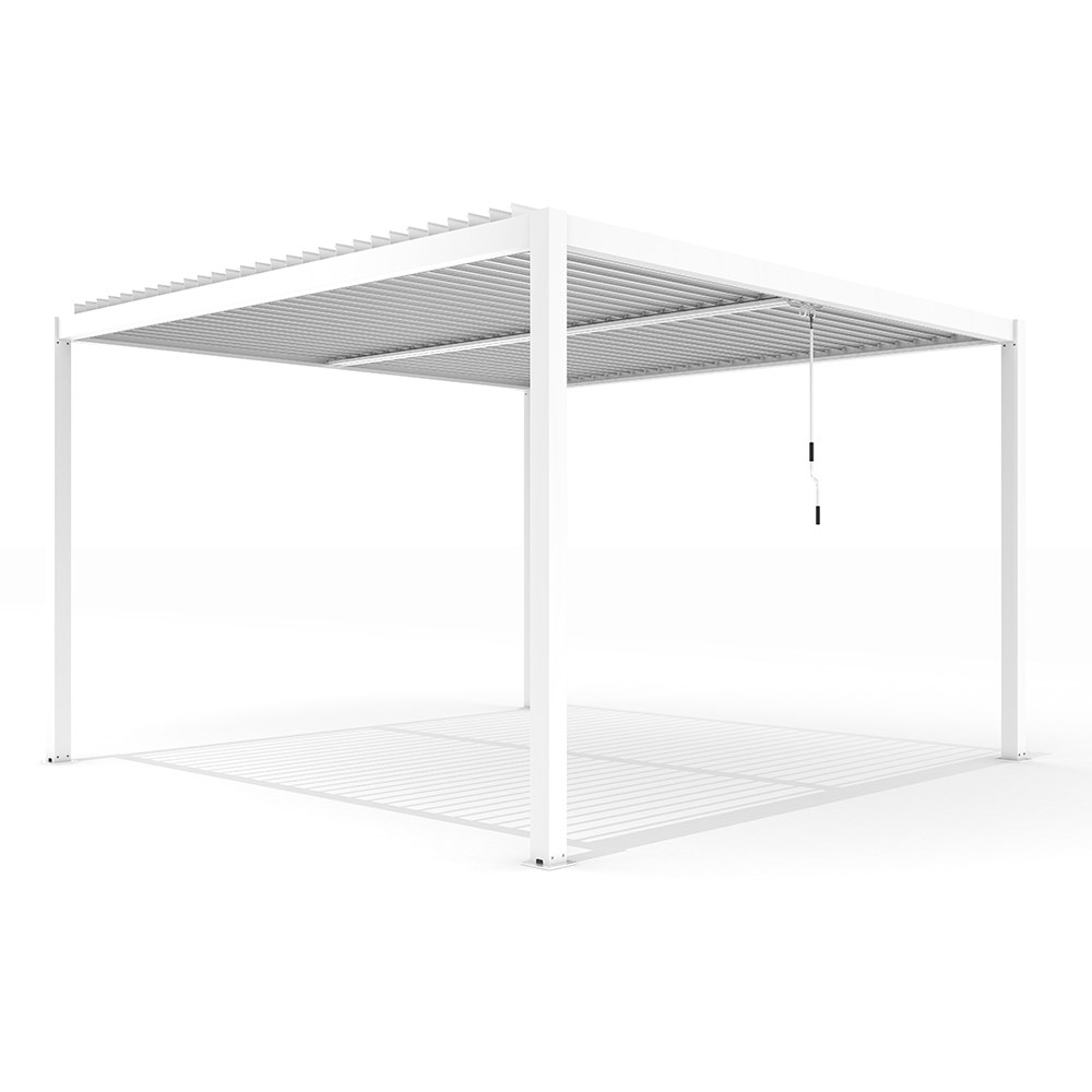 3m x 3m Deluxe White Pergola with Louvered Shutter Roof
