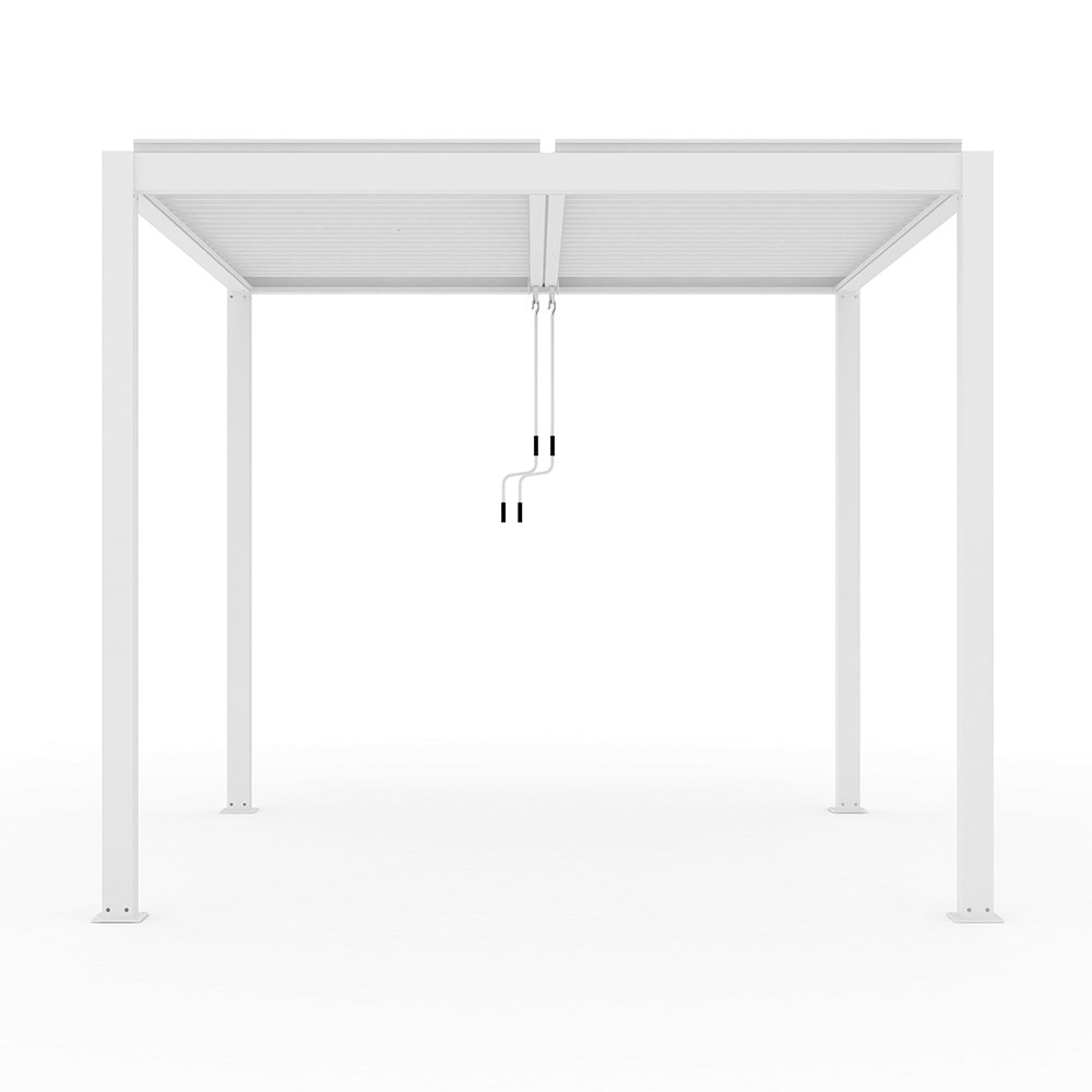 3m x 3m Deluxe White Pergola with Louvered Shutter Roof