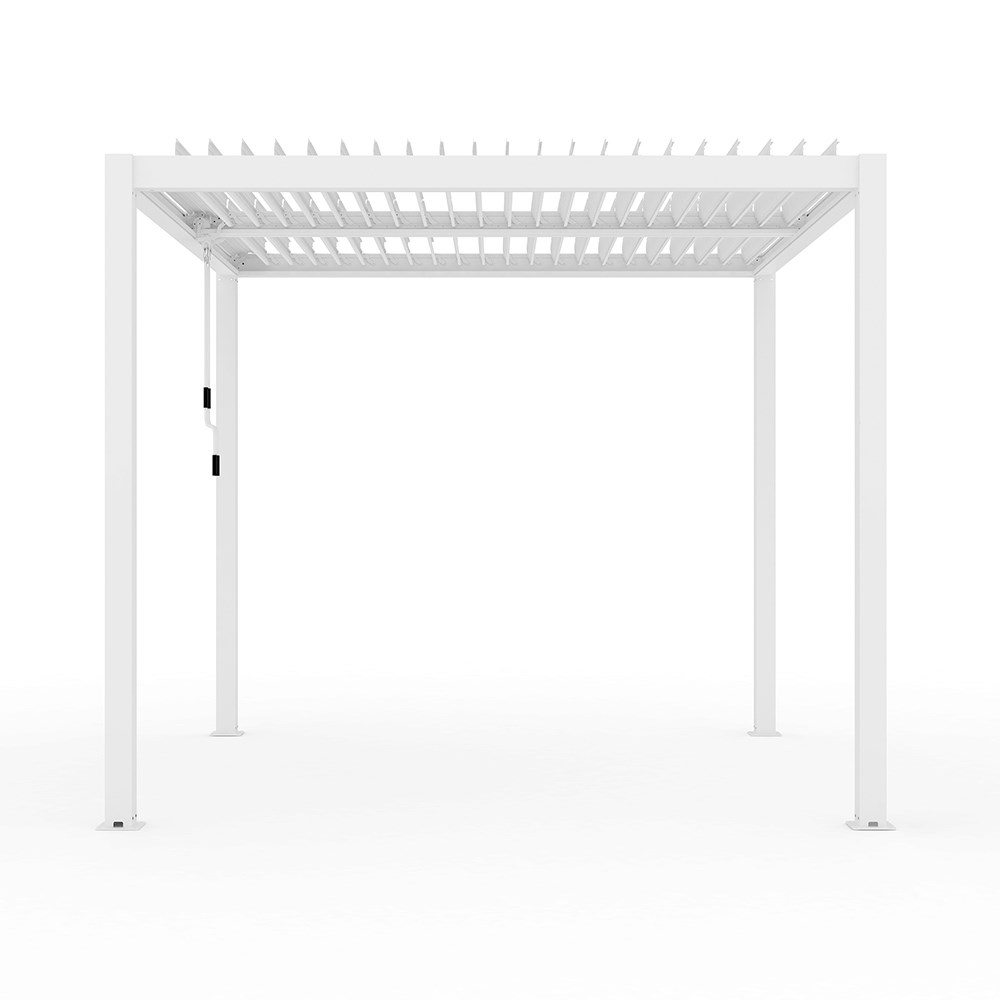 3m x 3m Deluxe White Pergola with Louvered Shutter Roof