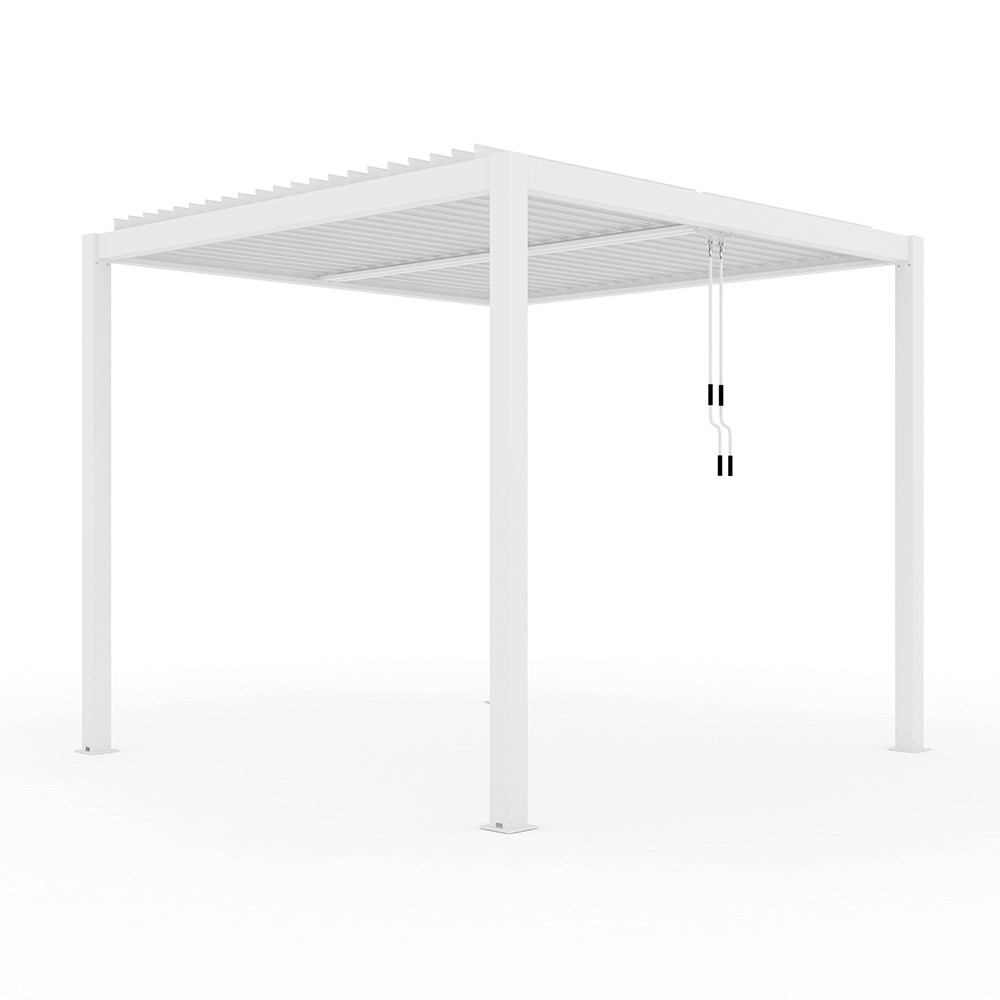 3m x 3m Deluxe White Pergola with Louvered Shutter Roof