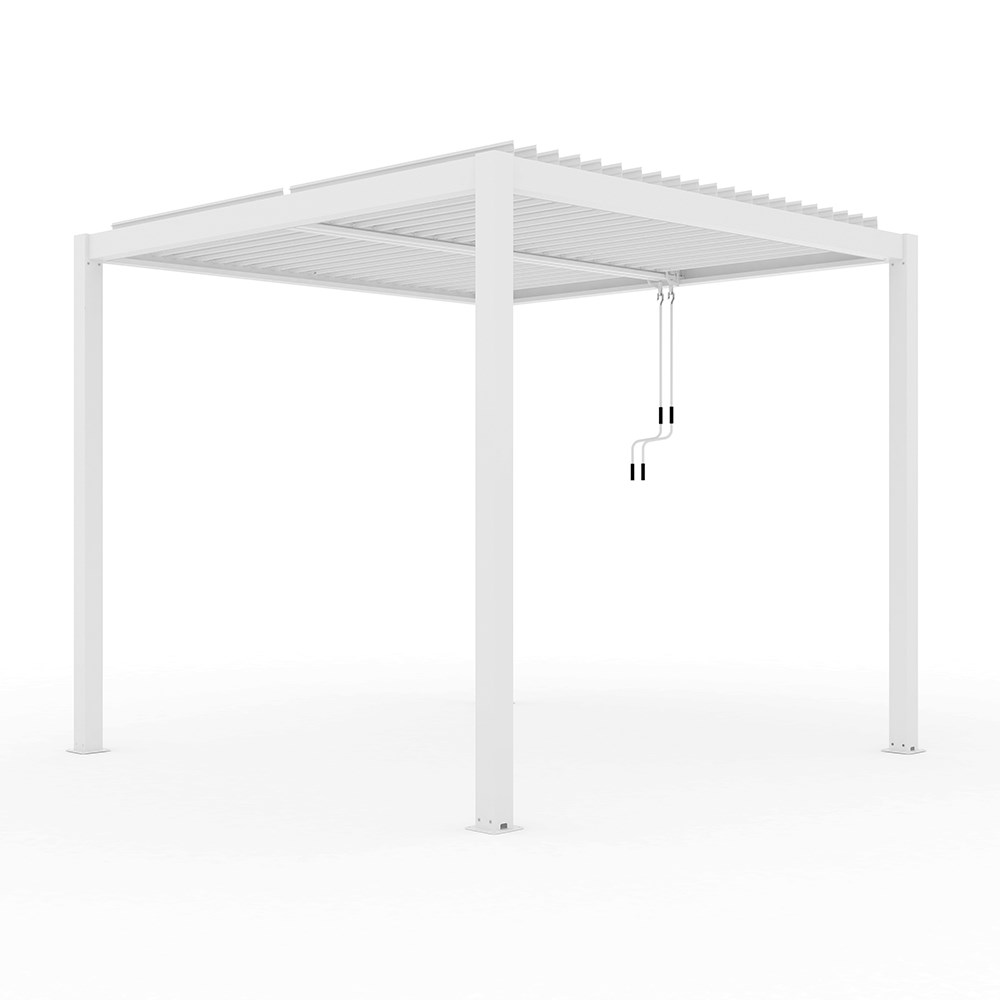 4m x 3m Deluxe White Pergola with Louvered Shutter Roof