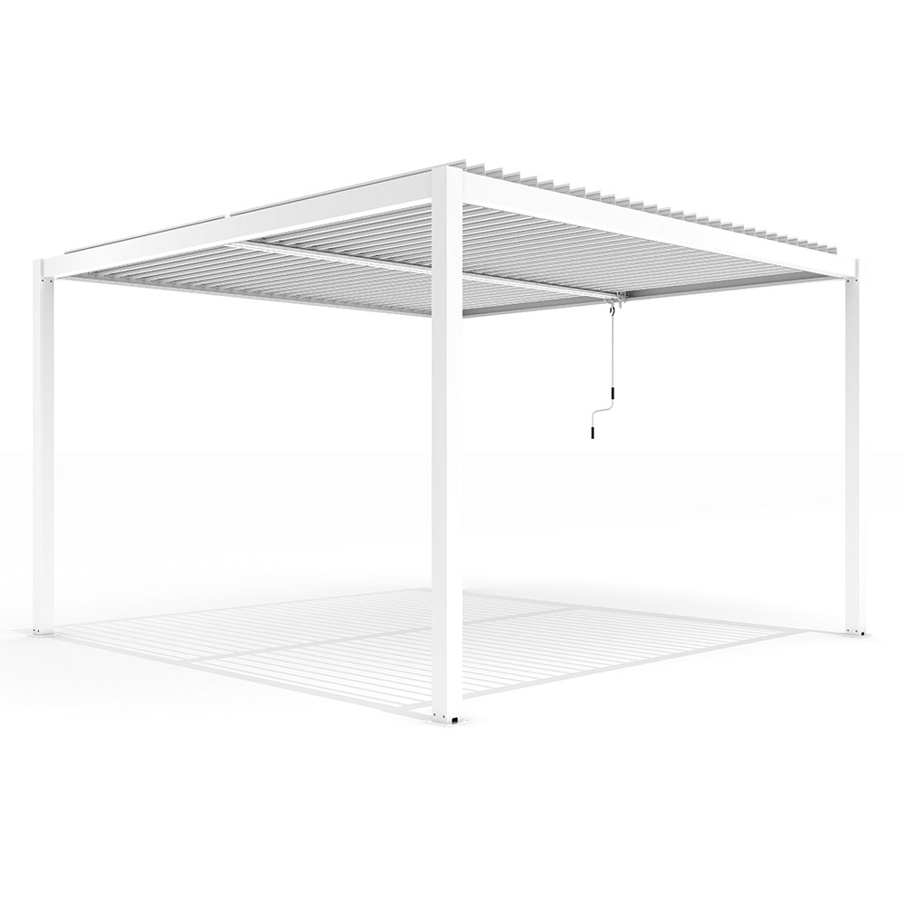 4m x 3m Deluxe White Pergola with Louvered Shutter Roof