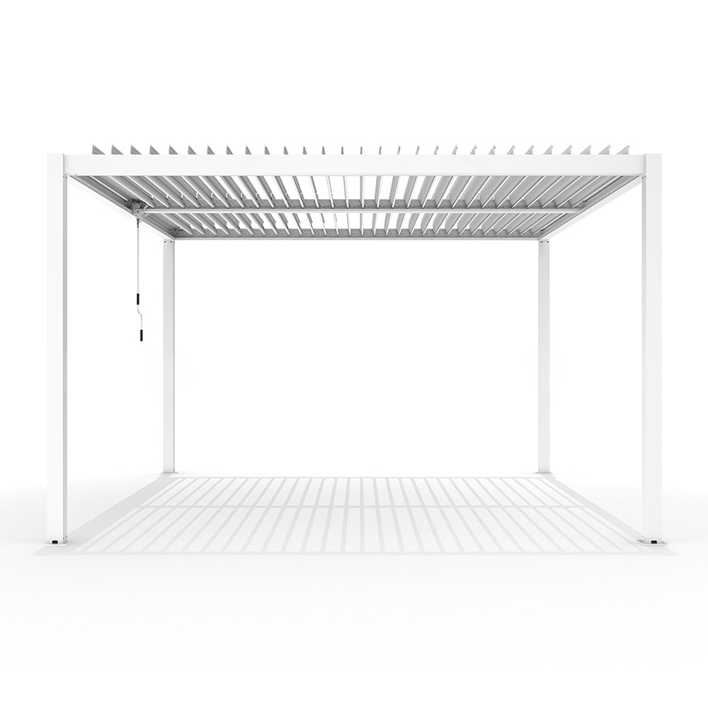 4m x 3m Deluxe White Pergola with Louvered Shutter Roof