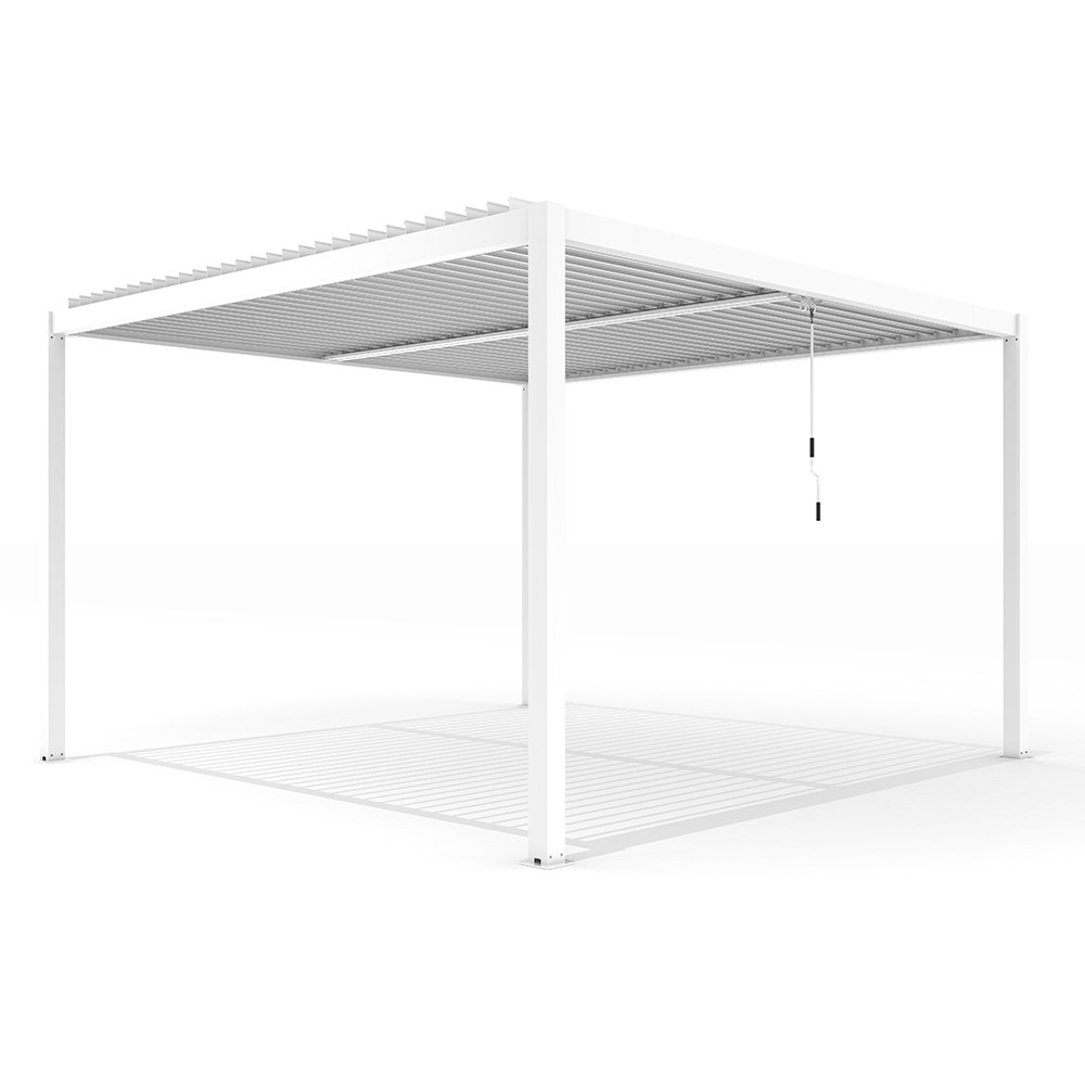 4m x 3m Deluxe White Pergola with Louvered Shutter Roof