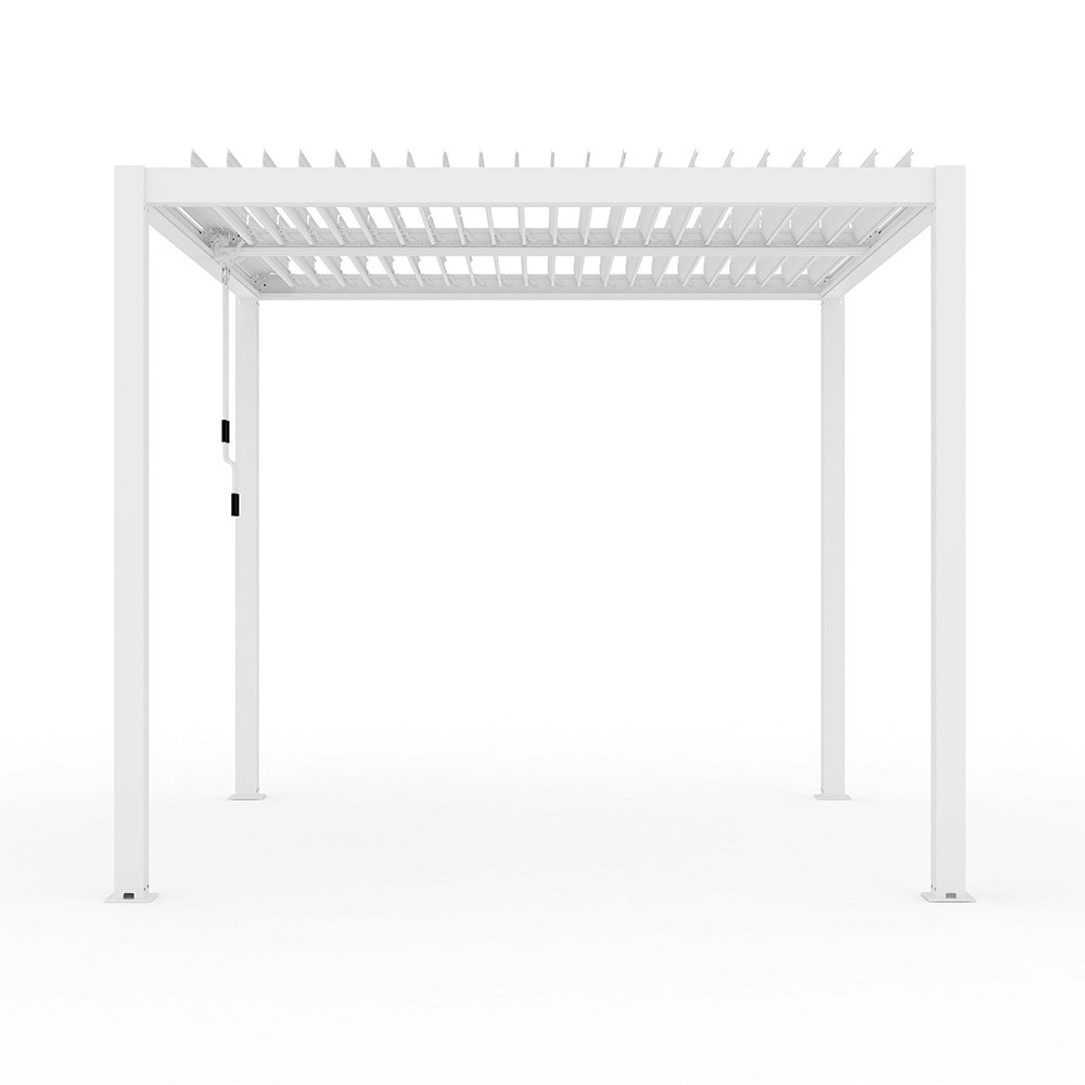 4m x 3m Deluxe White Pergola with Louvered Shutter Roof