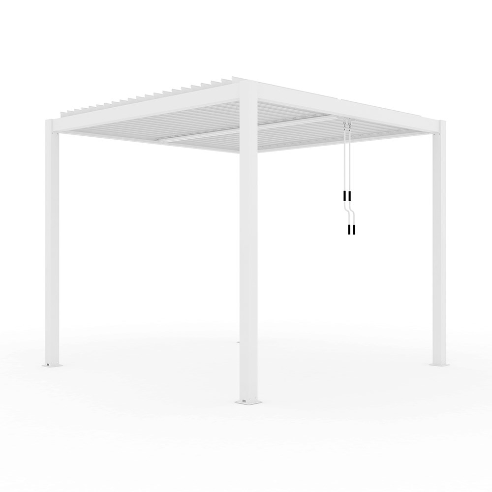 4m x 3m Deluxe White Pergola with Louvered Shutter Roof