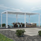 6m x 3m Deluxe White Pergola with Louvered Shutter Roof by Primrose Living