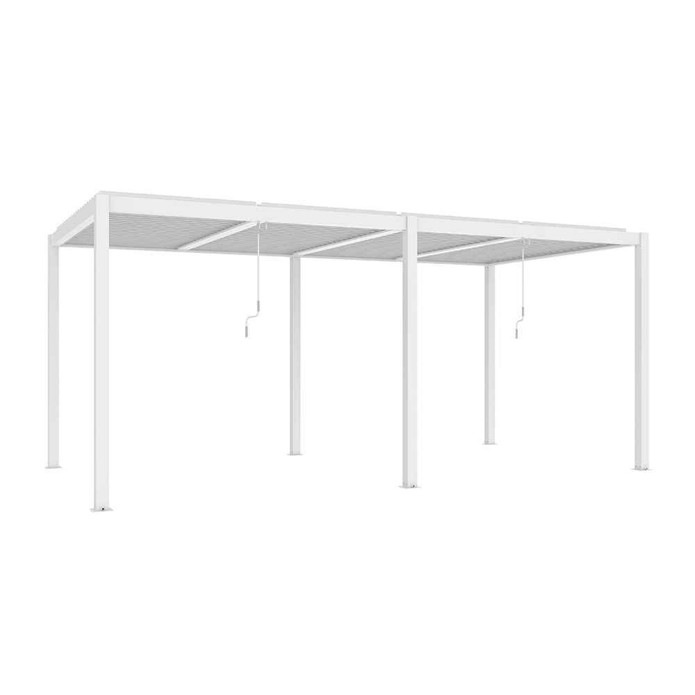 6m x 3m Deluxe White Pergola with Louvered Shutter Roof 