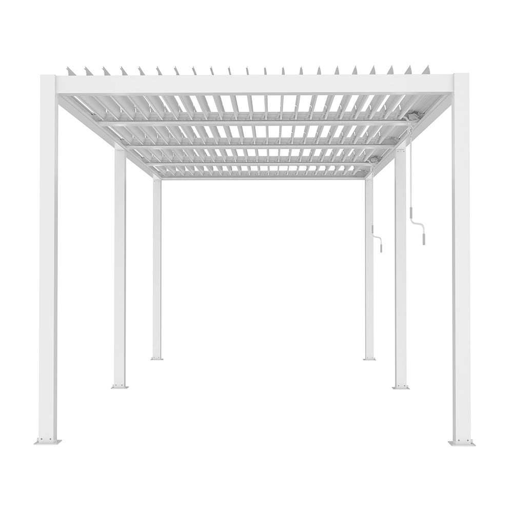 6m x 3m Deluxe White Pergola with Louvered Shutter Roof 