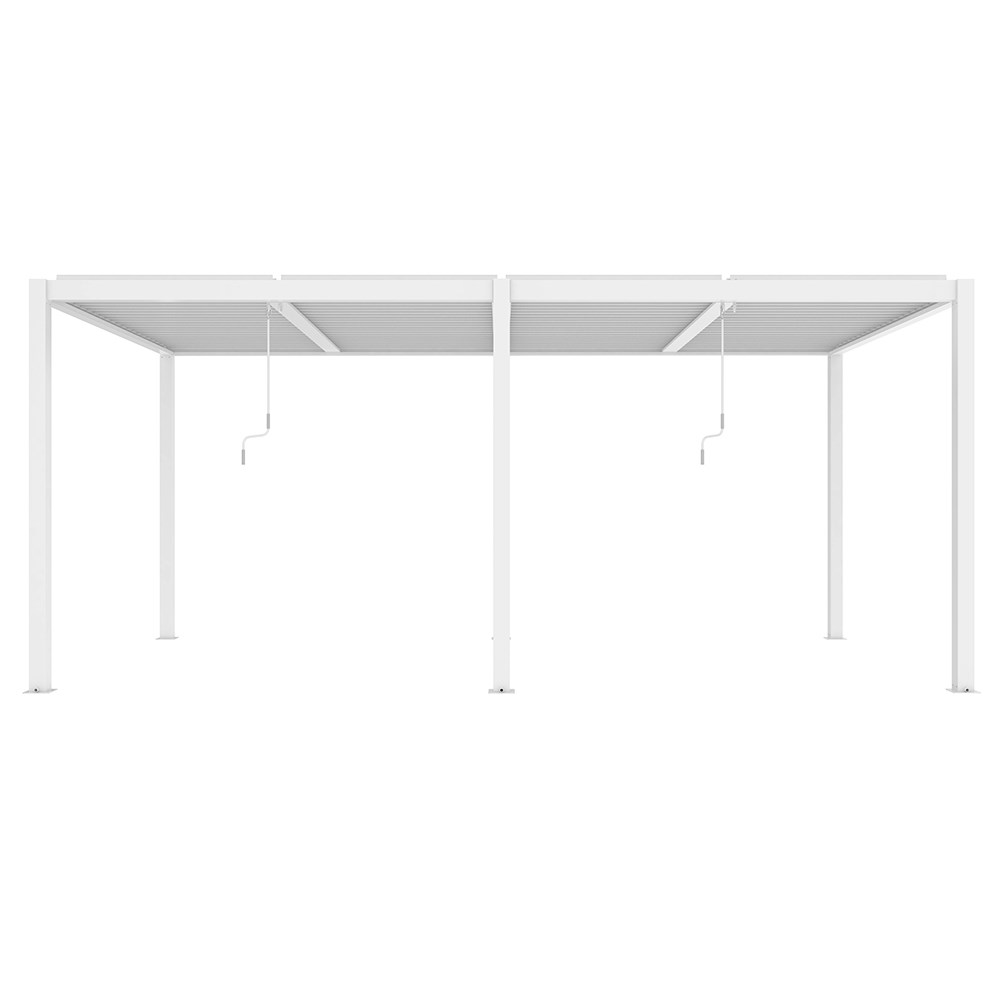 6m x 3m Deluxe White Pergola with Louvered Shutter Roof 