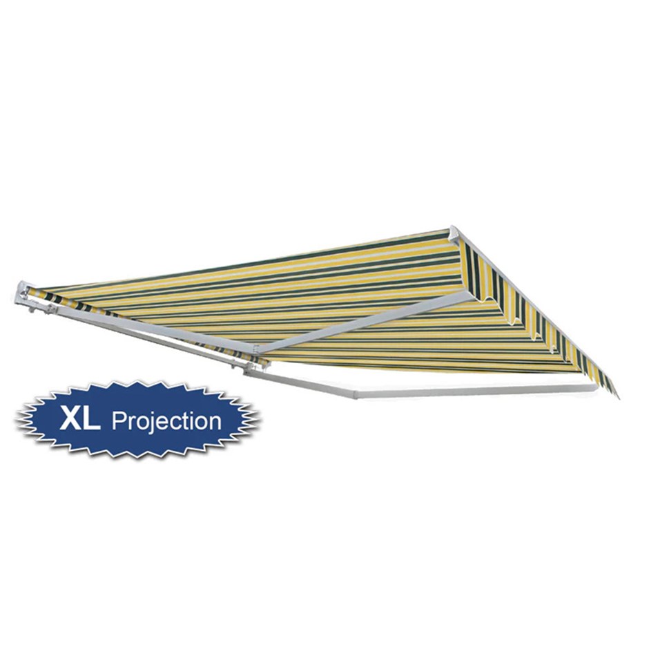 Half Cassette Manual XL Projection Awning | Yellow & Grey