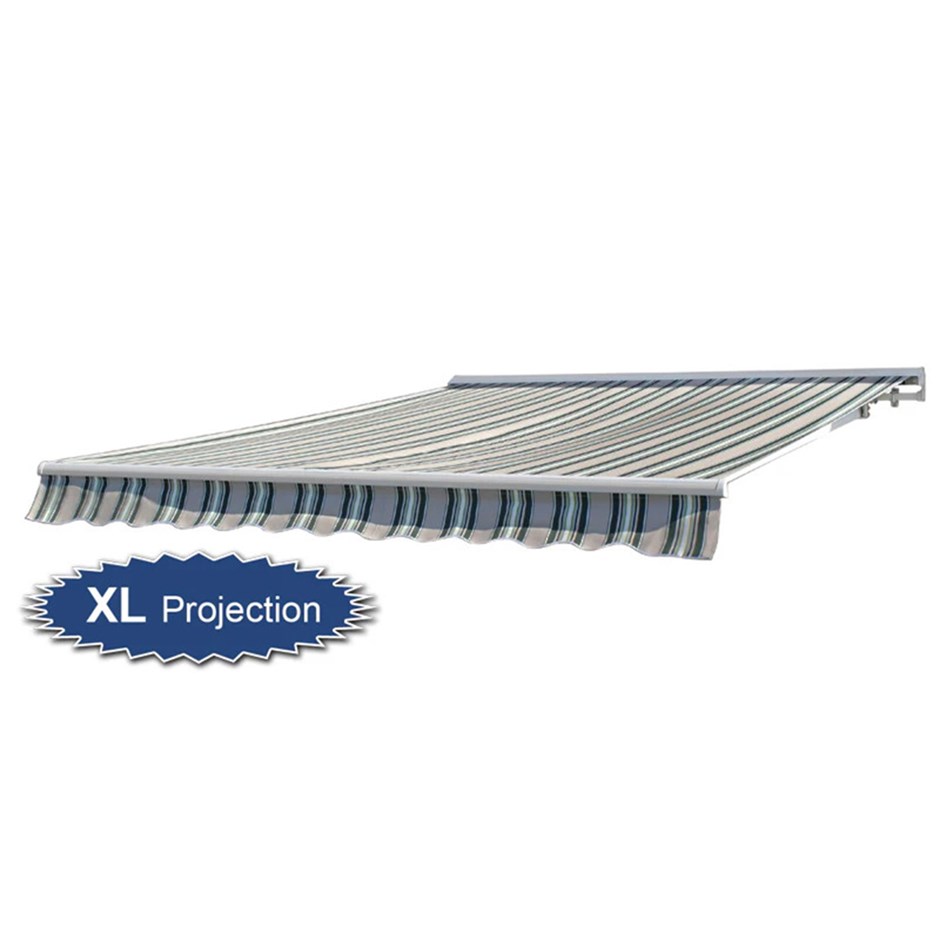 Half Cassette Electric XL Projection Awning | Multi-Stripe