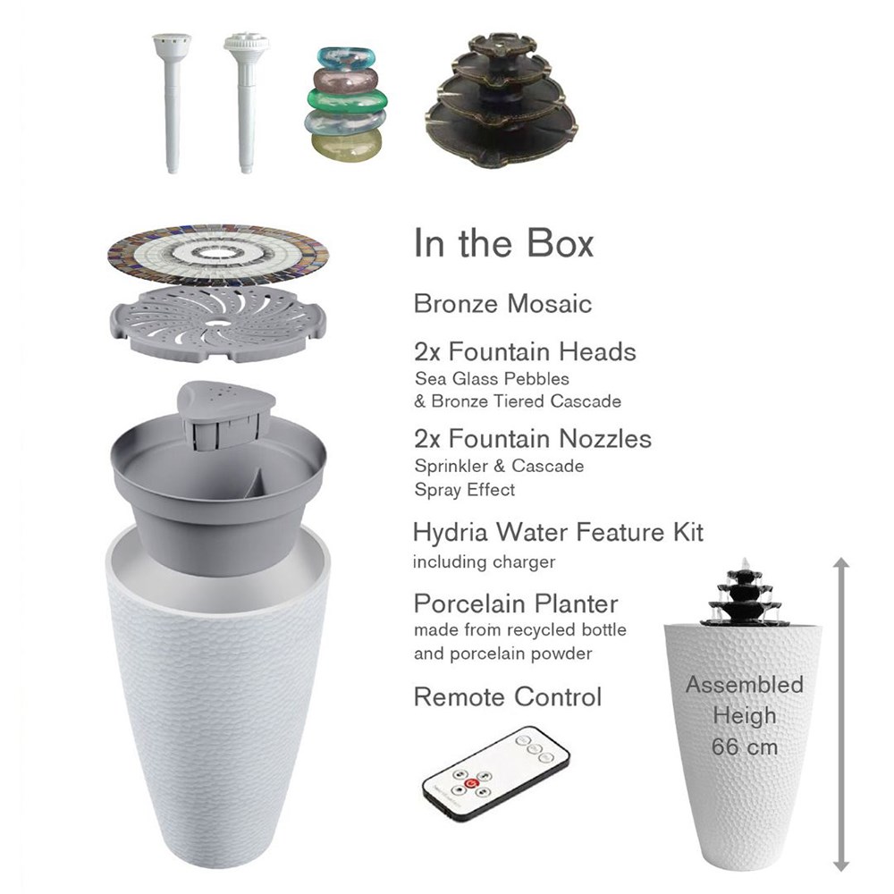 Hydria Panarea White Cordless Water Feature