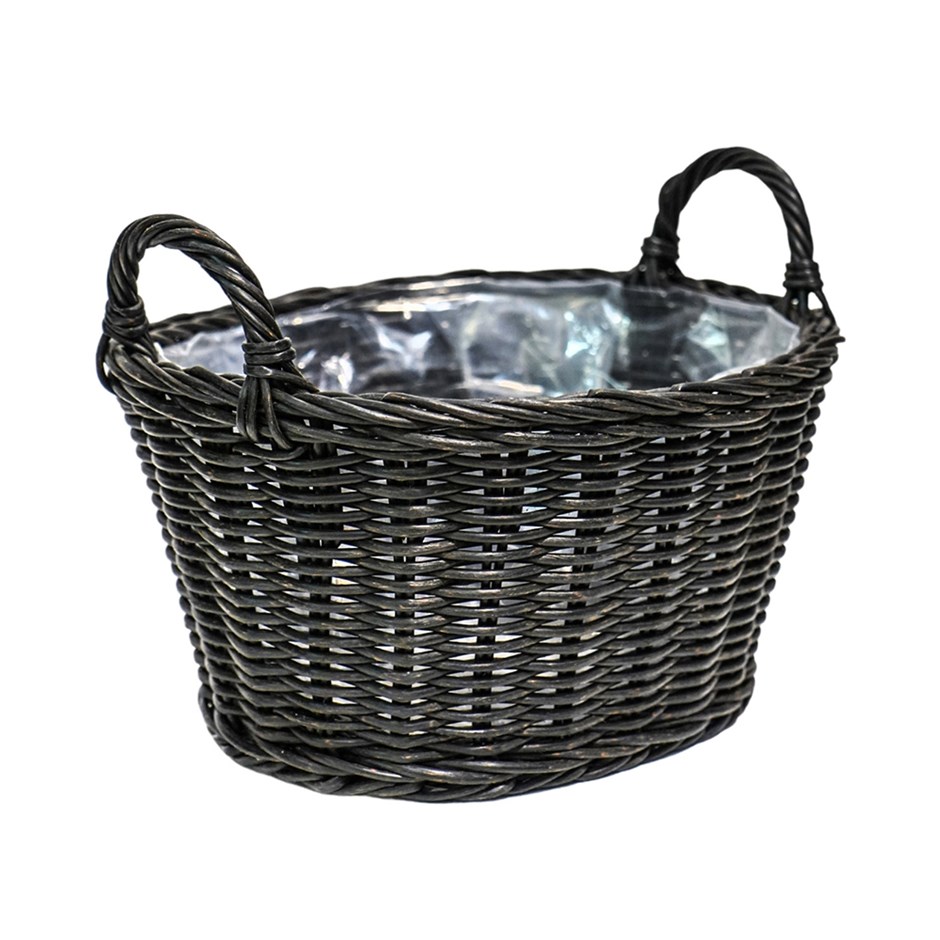 Dark Natural Plastic Basket Planter